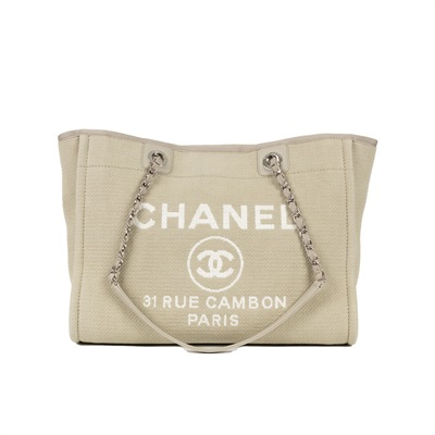 香奈兒 CHANEL DEAUVILLE MM 沙灘 托特包  晶片款 灰綠Deauville沙灘包MM 內袋