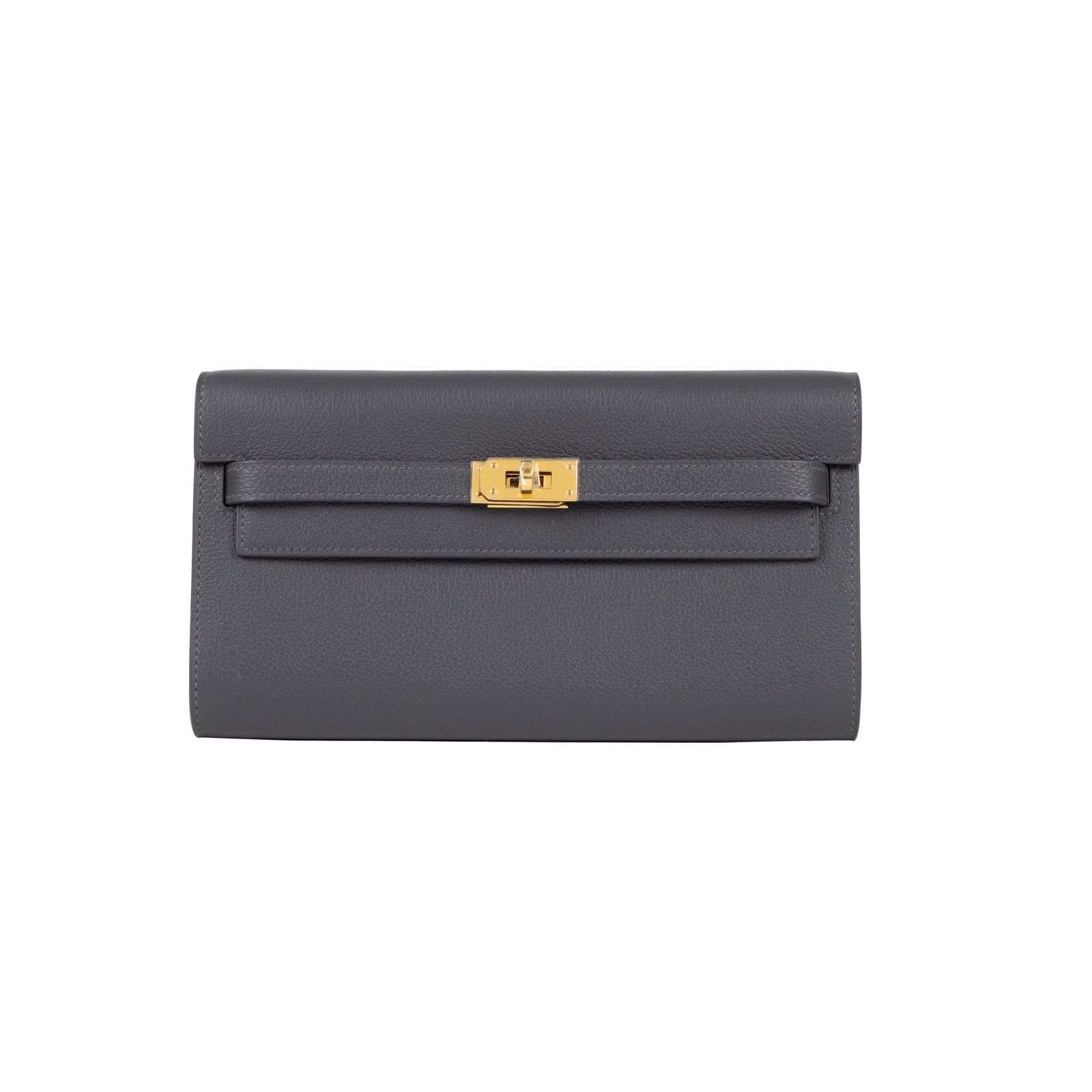 愛馬仕 Hermes Kelly to go 長夾肩背包 KLG W刻 灰金KELLY TO GO EVERCOLOR 原廠盒子/防塵袋/背帶