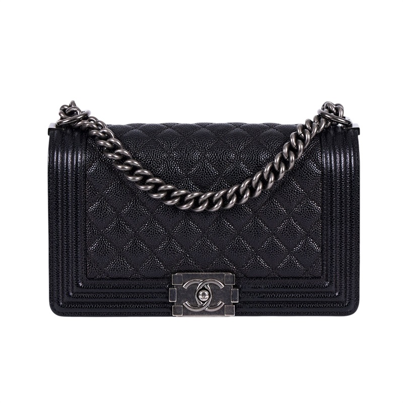 香奈兒 CHANEL Boy 25 口蓋包 A67086 19開 黑銀荔枝牛BOY25 原廠盒子/防塵袋/保證卡