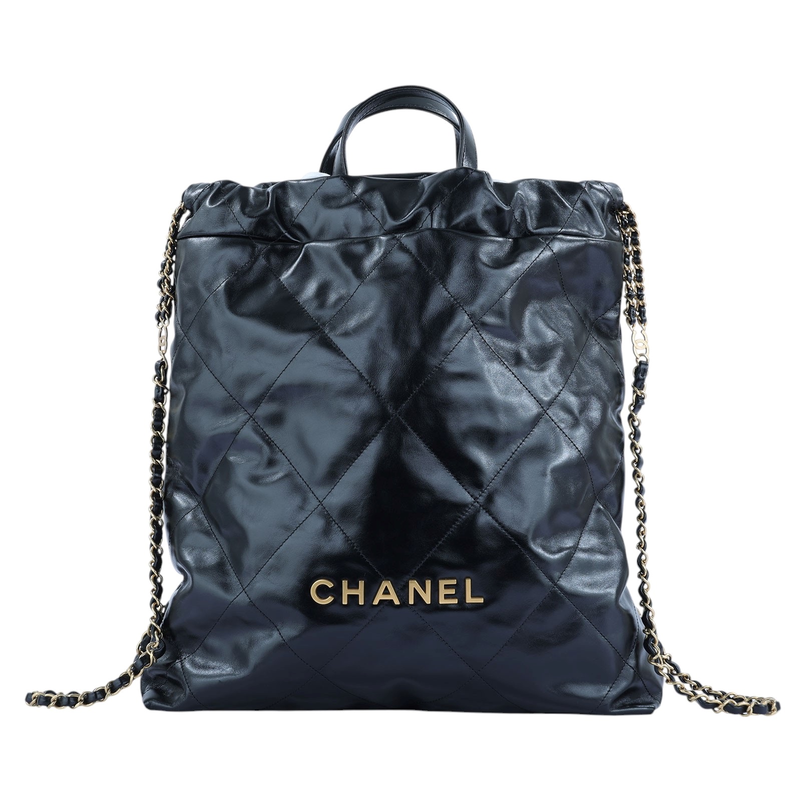 香奈兒 CHANEL 22 手提 後背包  晶片款 黑金羊22後背包 原廠盒子/防塵袋/購買證明影本/發票