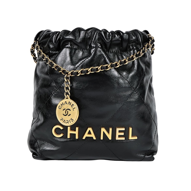 香奈兒 CHANEL 22 迷你 束口包 AS3980 晶片款 黑金22包MINI 防塵袋