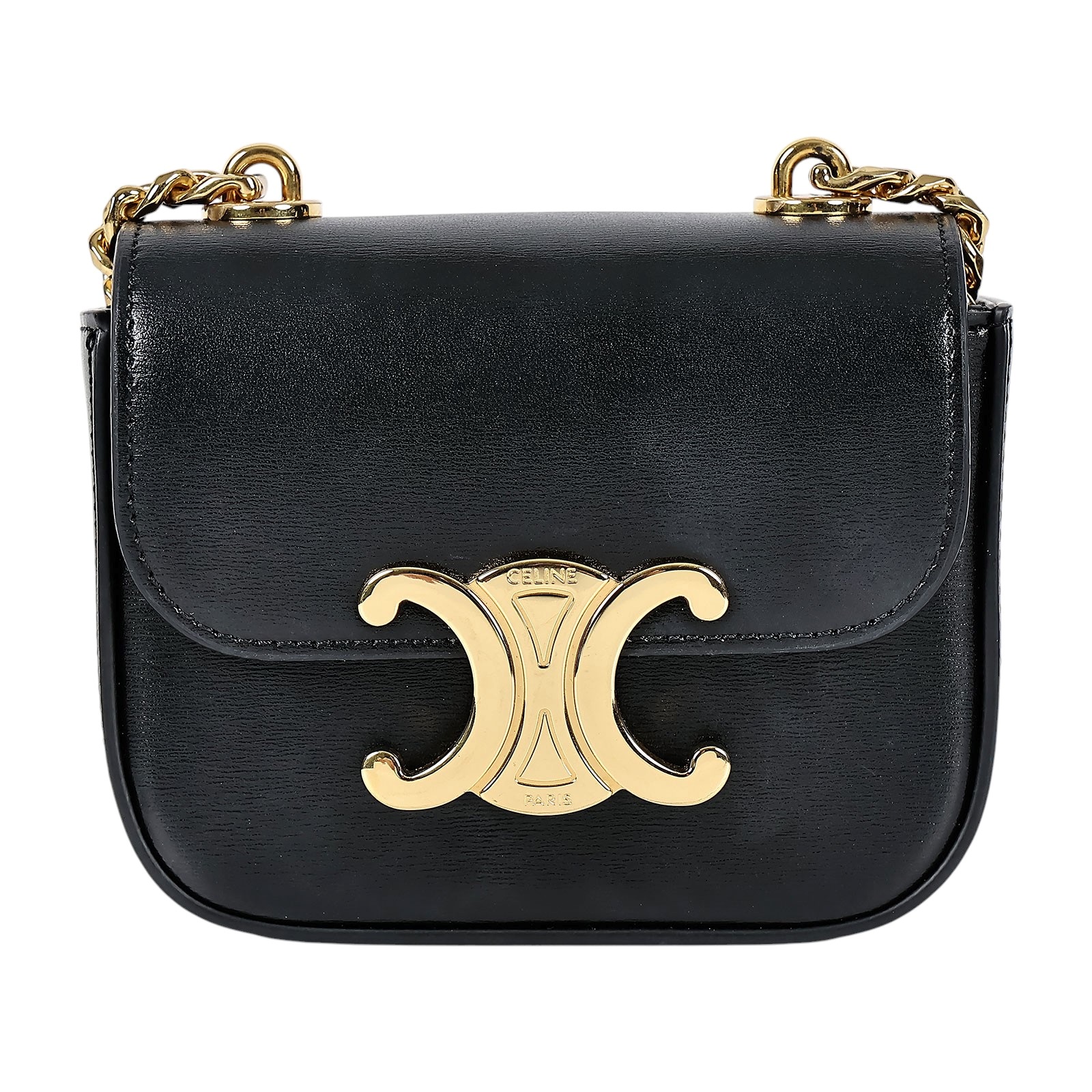 思琳 CELINE CLaude 迷你 飾鍊 手袋 10L843DPV 黑金MINI TRIOMPHE包 無附屬品