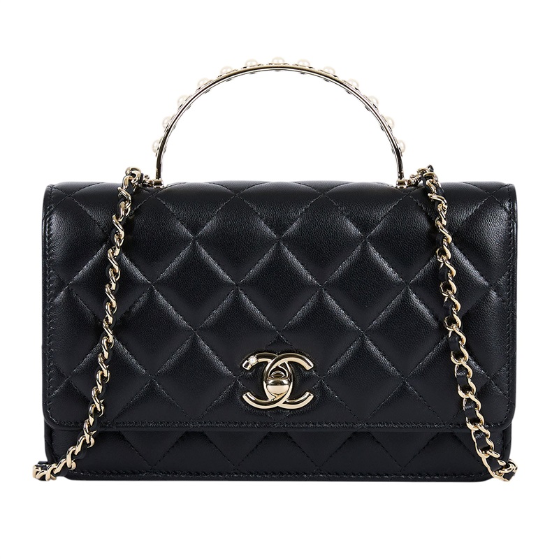 香奈兒 CHANEL Handle 珍珠 woc 肩背包 AP3952 晶片款 黑金羊珍珠HANDEL WOC 防塵袋/購買證明