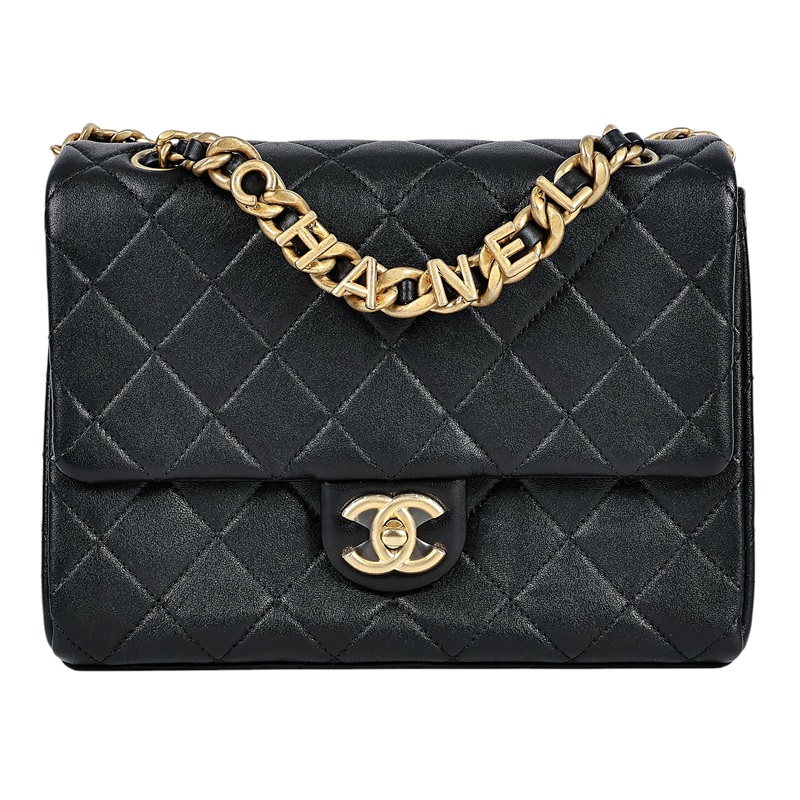 香奈兒 CHANEL 字母鍊條 口蓋包 AS3885 晶片款 黑金羊LOGO金鍊包 原廠盒子/購買證明