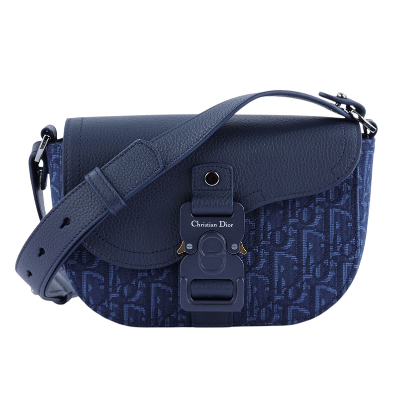 迪奧 CHRISTIAN DIOR Saddle 迷你 翻蓋 郵差包 2ADCA435YKS 藍緹花SADDLE郵差包MINI 原廠盒子/防塵袋/背帶