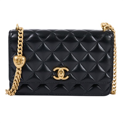 香奈兒 CHANEL CC logo 菱格紋 WOC 肩背 斜背 經典口蓋包 AP3201 晶片款 黑金愛心調節釦WOC 原廠盒子/防塵袋/購買證明