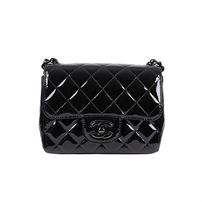 香奈兒 CHANEL CF 方形 迷你 口蓋包 A35200 晶片款 黑漆皮方胖 原廠盒子/防塵袋/購買證明/發票
