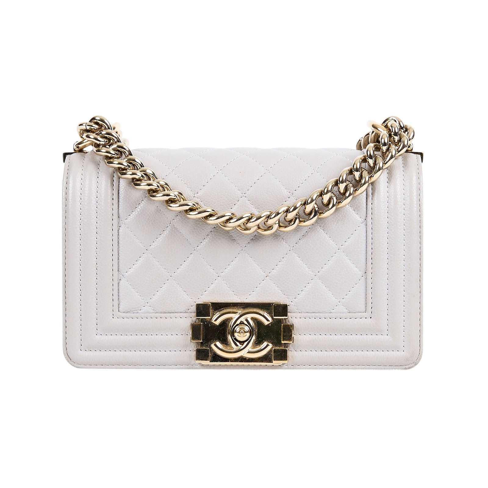 香奈兒 CHANEL Boy 20 小型 口蓋包 A67085 晶片款 灰荔枝牛BOY20 原廠盒子/防塵袋/購買證明