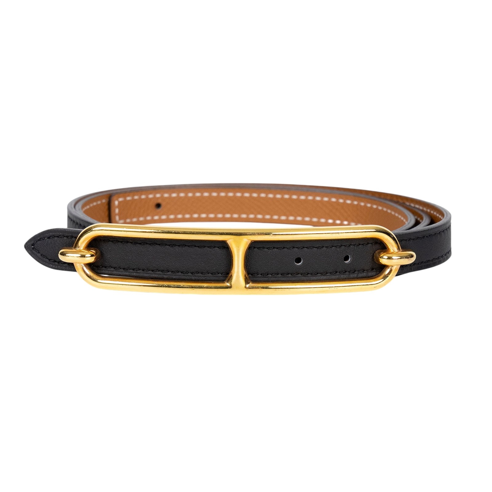 愛馬仕 Hermes Roulis 皮帶釦 雙面皮腰帶 1.3 cm ROB_85 W刻黑金棕雙面ROULIS皮帶#85 防塵袋