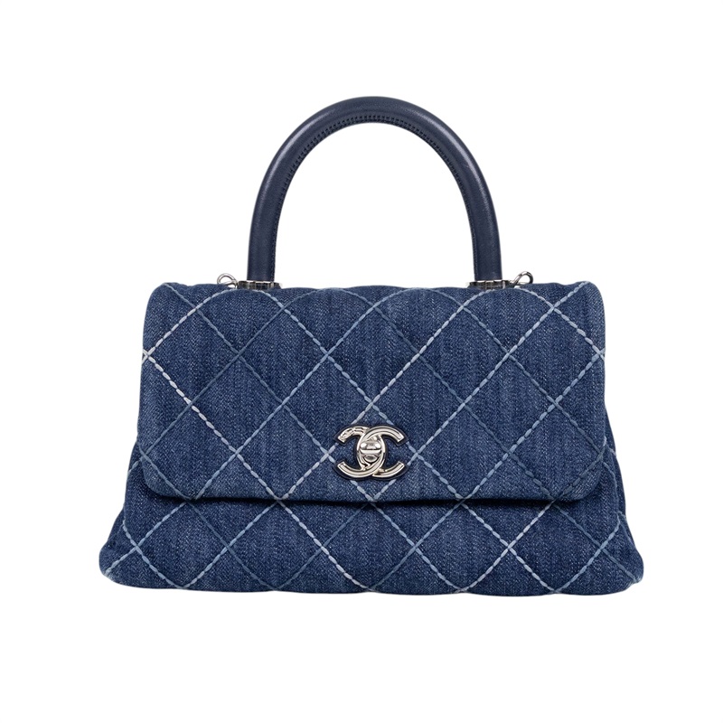 香奈兒 CHANEL Handle 24 手提 口蓋包 A92990 牛仔COCO HANDLE 24CM 背帶/保證卡