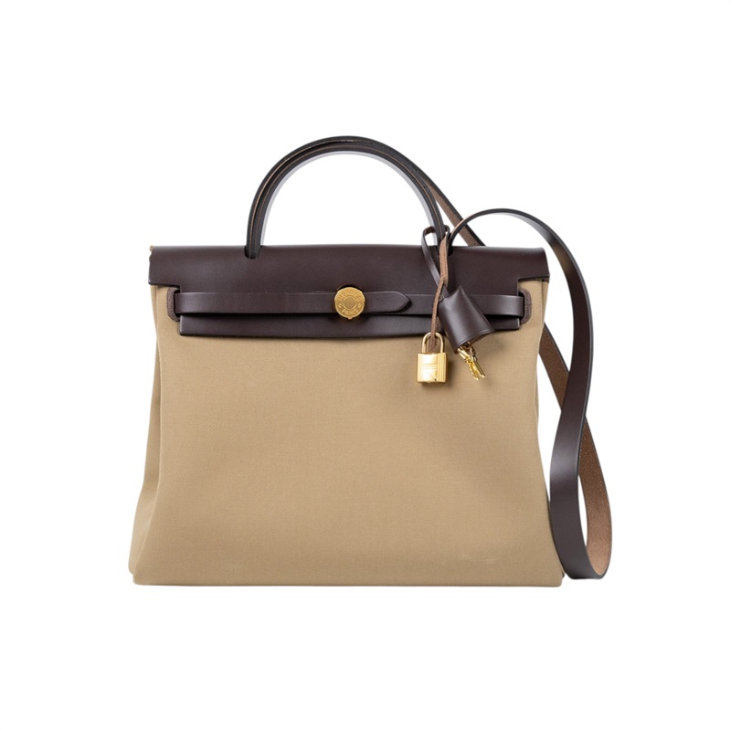 愛馬仕 Hermes Herbag Zip 31 HER31 B刻 咖綠拚色HERBAG31 內袋/鎖組