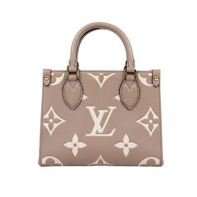 路易威登 LOUIS VUITTON OnTheGo BB 迷你 手提袋 單肩包 Dove 灰色 Cream色 M47054 晶片款  原廠盒子/防塵袋/背帶/購買證明