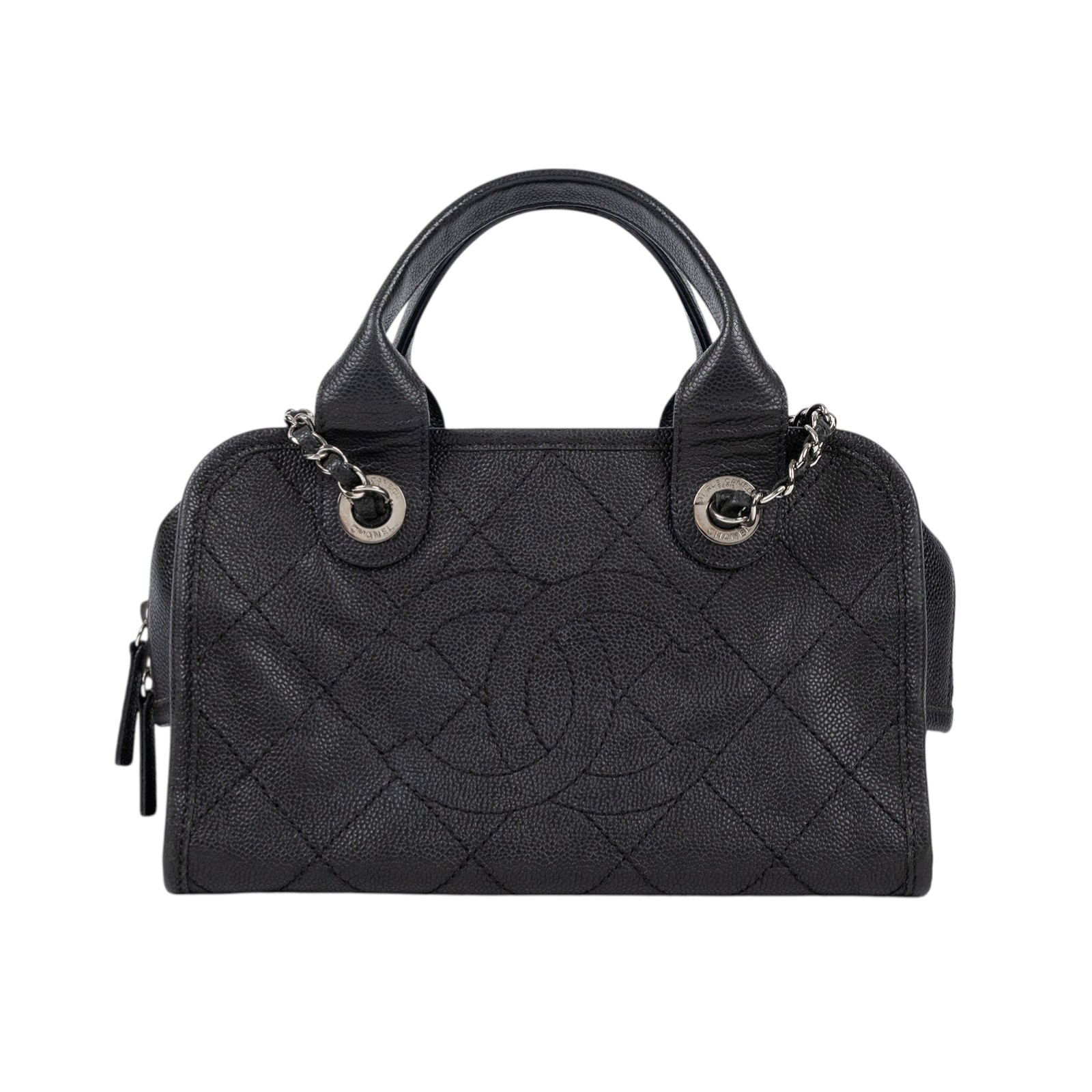 香奈兒 CHANEL DEAUVILLE 保齡球包 A92757 20開黑銀Deauville手提2WAY 原廠盒子/保證卡