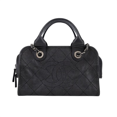 香奈兒 CHANEL DEAUVILLE 保齡球包 A92757 20開黑銀Deauville手提2WAY 原廠盒子/保證卡