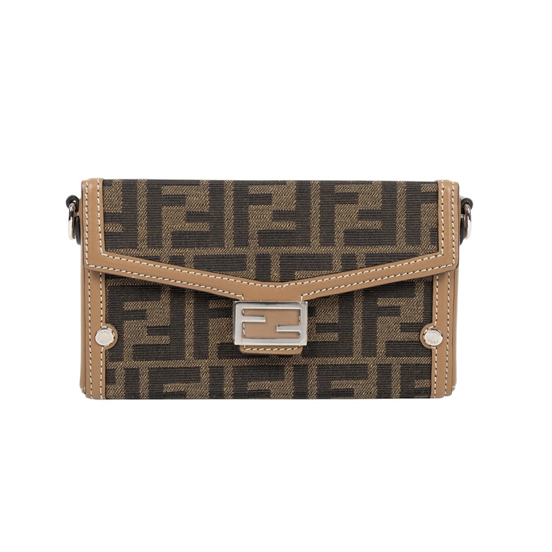 芬迪 FENDI Mini Soft Trunk Baguette 帆布 斜背手機包 7AS139AFBV  原廠盒子/防塵袋/背帶/保證卡/購買證明影本