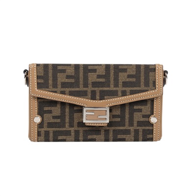 芬迪 FENDI Mini Soft Trunk Baguette 帆布 斜背手機包 7AS139AFBV  原廠盒子/防塵袋/背帶/保證卡/購買證明影本