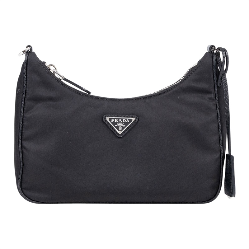 普拉達 PRADA Re-Edition 2005 Re-Nylon 手袋 1BH204_R064 黑銀三合一尼龍肩背包 背帶2/吊牌/內袋/收據
