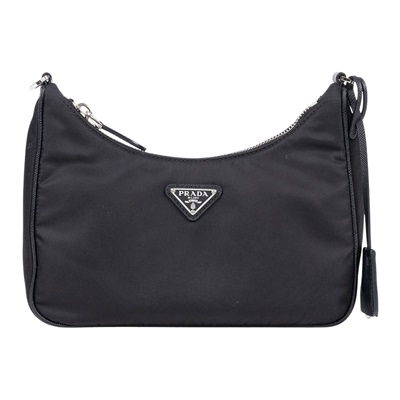 普拉達 PRADA Re-Edition 2005 Re-Nylon 手袋 1BH204_R064 黑銀三合一尼龍肩背包 背帶2/吊牌/內袋/收據