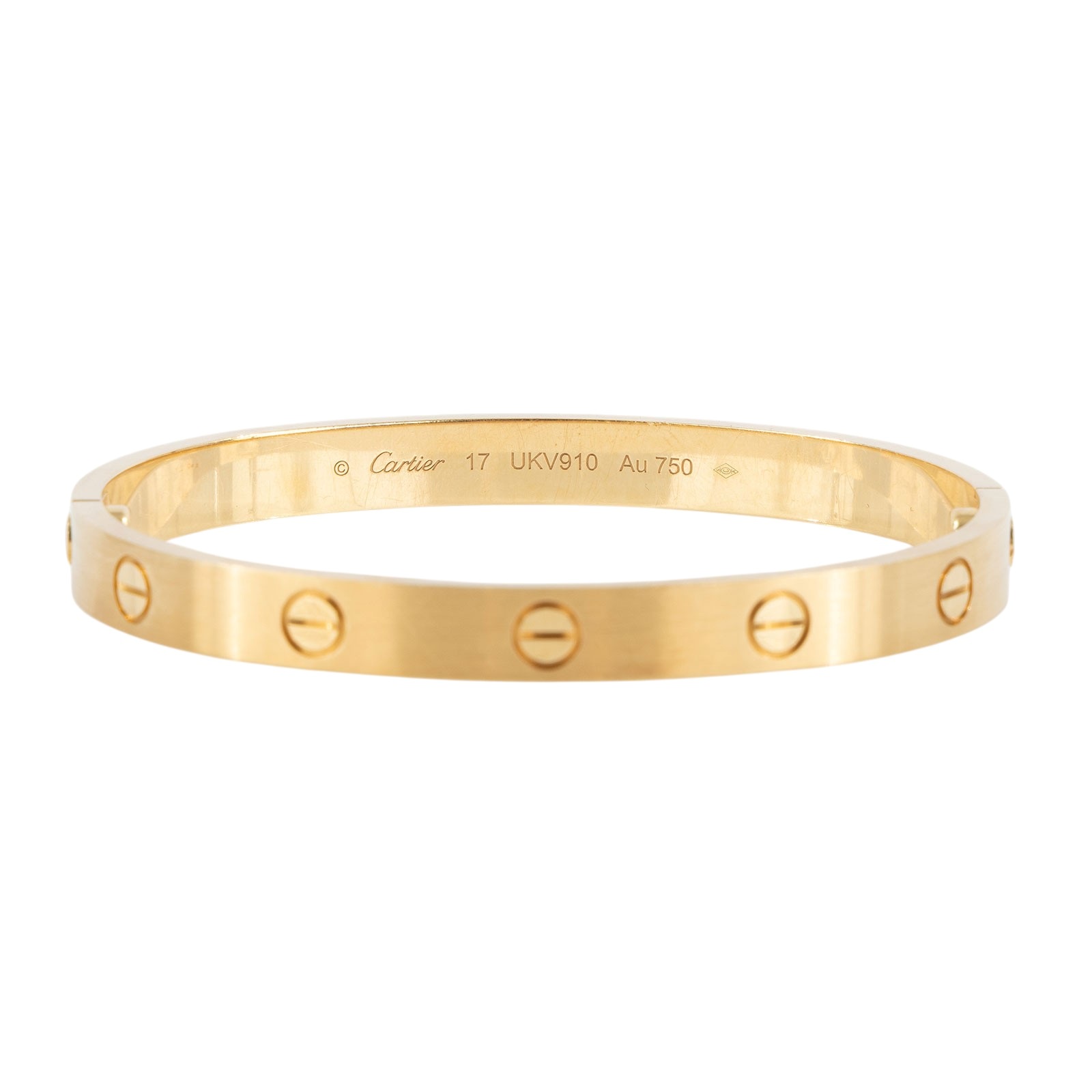 卡地亞 CARTIER LOVE手環 經典款 霧面處理 B6077017 YG LOVE霧面手環#17 原廠盒子2/保證卡/購買證明影本