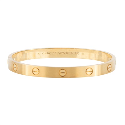 卡地亞 CARTIER LOVE手環 經典款 霧面處理 B6077017 YG LOVE霧面手環#17 原廠盒子2/保證卡/購買證明影本
