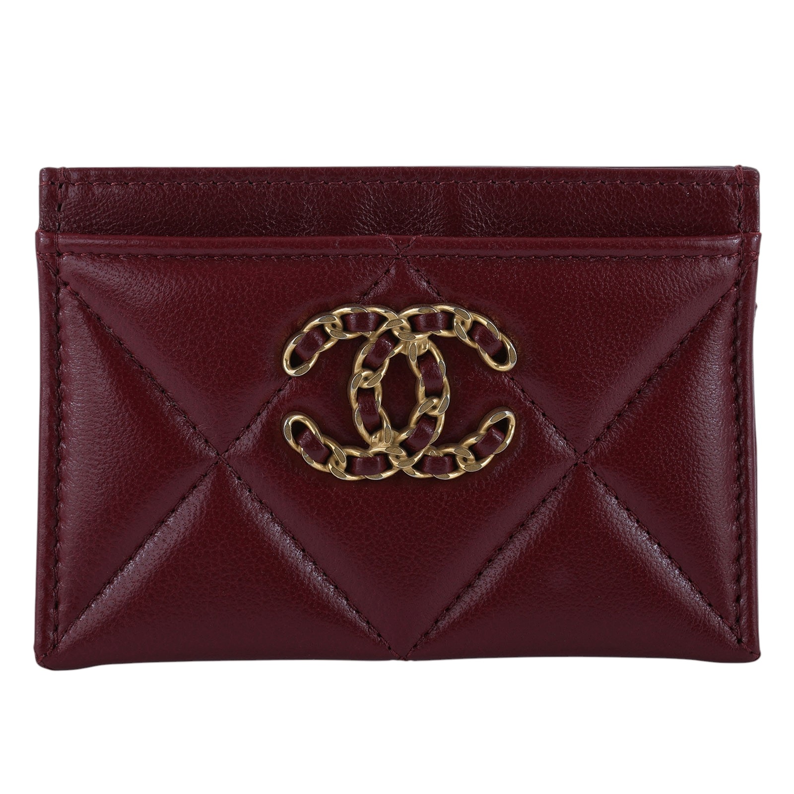 香奈兒 CHANEL 19 菱格紋 錢包 卡夾 AP1167 晶片款 酒紅羊金釦19卡夾 原廠盒子/防塵袋