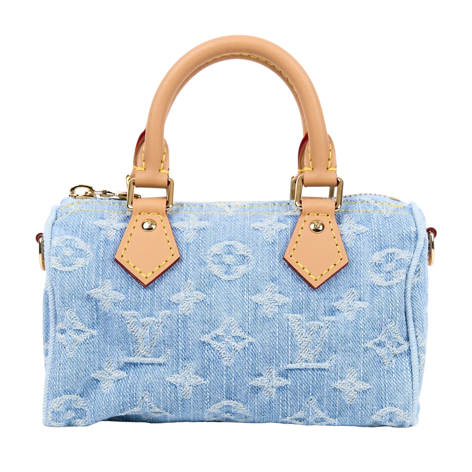 路易威登 LOUIS VUITTON Nano Speedy 手提 肩背包 丹寧 M11212 晶片款 淺藍丹寧 NANO SPEEDY 原廠盒子/防塵袋