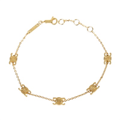 思琳 CELINE Triomphe 金色飾面 黃銅 迷你手鐲 460MT6BRA 金凱旋手鍊 原廠盒子/防塵袋/購買證明