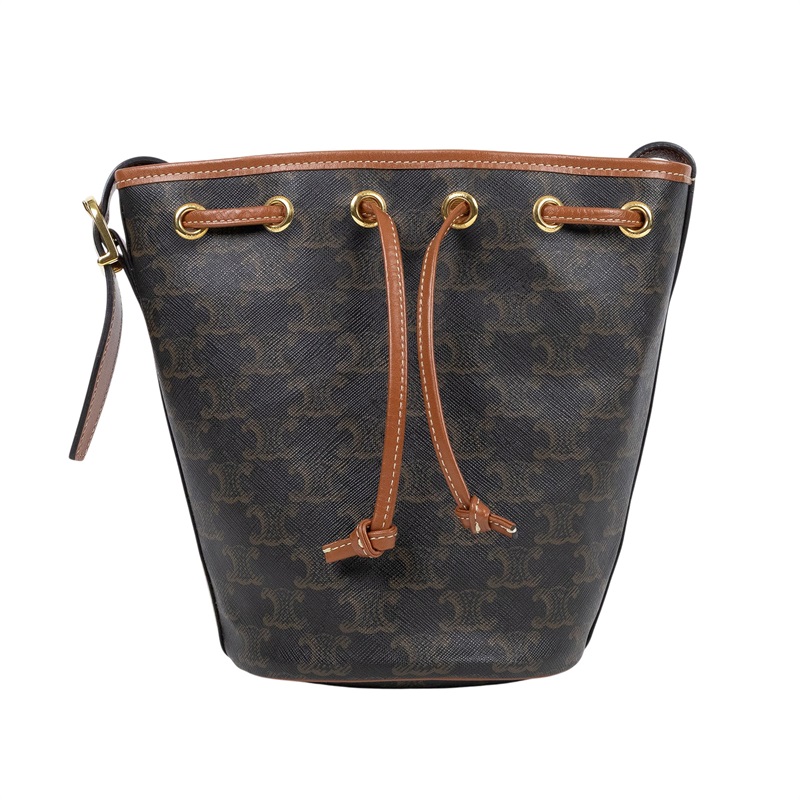 思琳 CELINE Triomphe帆布 小型 索繩 斜背 肩背 水桶包 191142BZJ 原花凱旋水桶包 購買證明