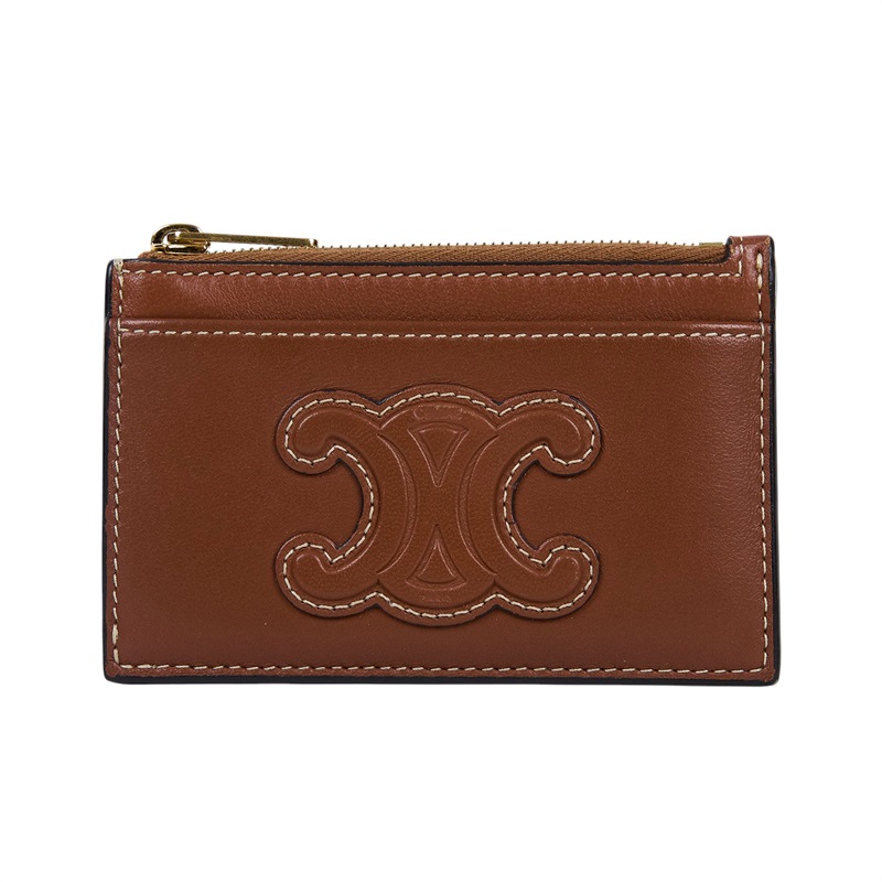 思琳 CELINE Triomphe 拉鍊卡包 10K583EMJ 棕褐色拉鍊卡包 原廠盒子/防塵袋