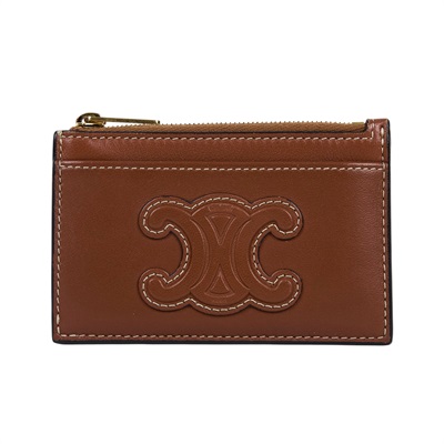 思琳 CELINE Triomphe 拉鍊卡包 10K583EMJ 棕褐色拉鍊卡包 原廠盒子/防塵袋