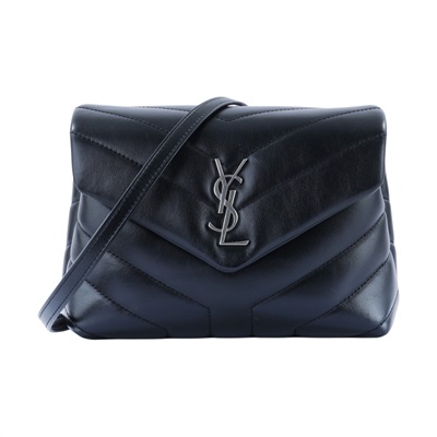 聖羅蘭 YSL SAINT LAURENT Loulou 絎縫 皮革 TOY 手袋 銀色五金 630951DV706 黑Loulou Toy 原廠盒子/購買證明