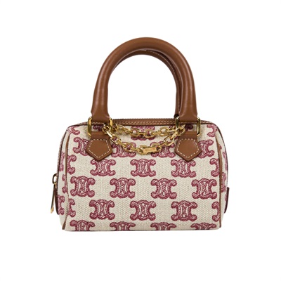 思琳 CELINE Mini Boston 手提包 斜背包 凱旋門 195112CS8 原花帆布MINI波士頓包 防塵袋/背帶/購買證明影本