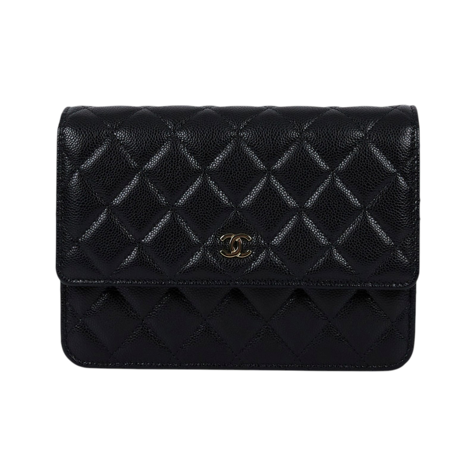 香奈兒 CHANEL Coco Mark WOC 錢包 斜背包 AP3745 晶片款 黑金荔枝牛WOC 防塵袋