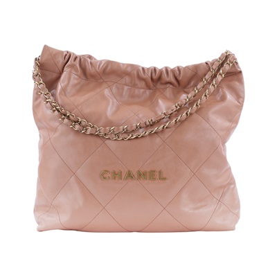 香奈兒 CHANEL 22 中型 束口包 AS3261 晶片款 奶茶金釦22包 中號 防塵袋/內袋