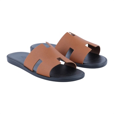 愛馬仕 Hermes Izmir 涼鞋 男鞋 H252809ZH20420 / 金棕EPSOM IZMIR拖鞋#42 原廠盒子/防塵袋/購買證明