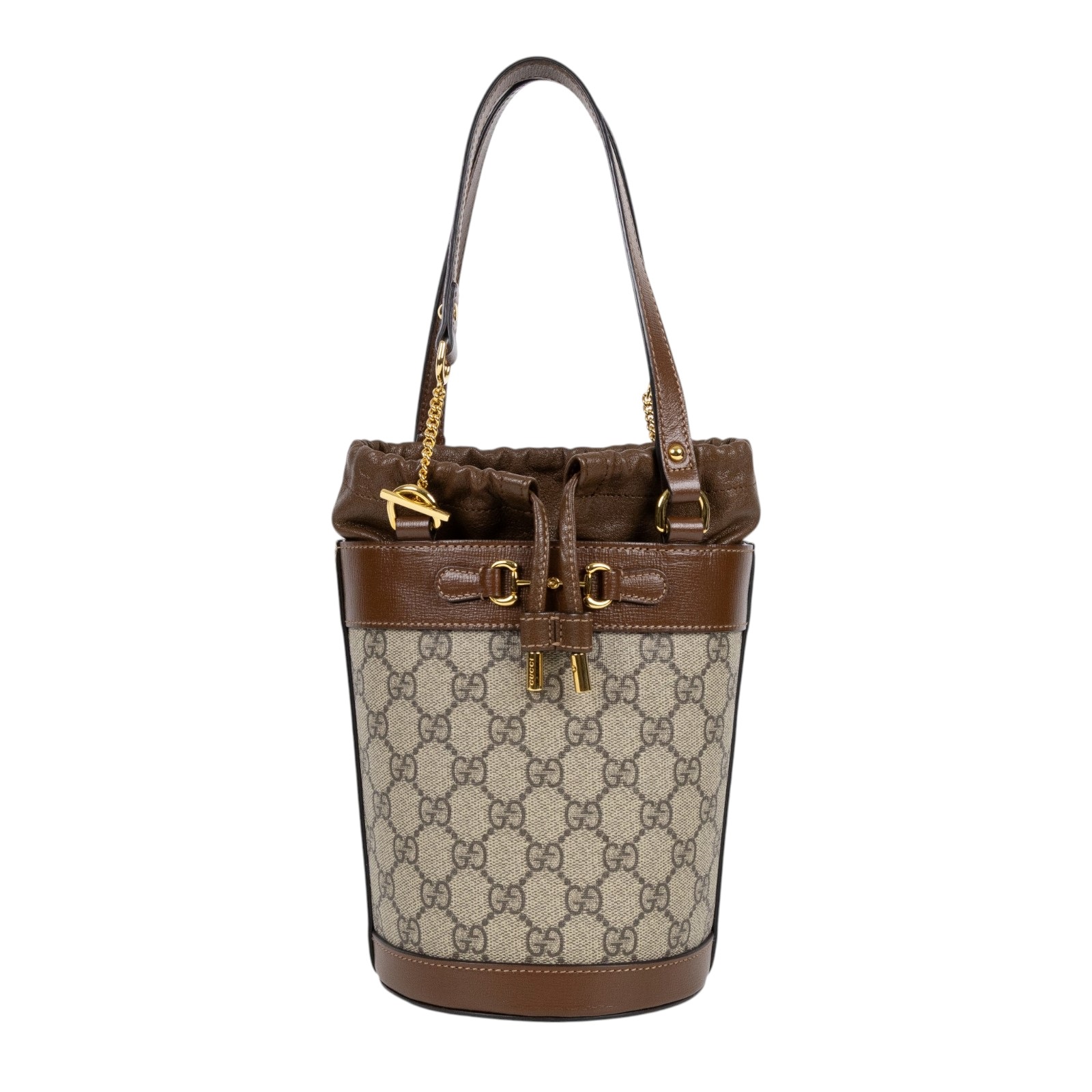 古馳 GUCCI 1955 馬銜扣 帆布牛皮飾邊 水桶包 637115 92TPG 1955 馬銜扣帆布牛皮水桶包 防塵袋
