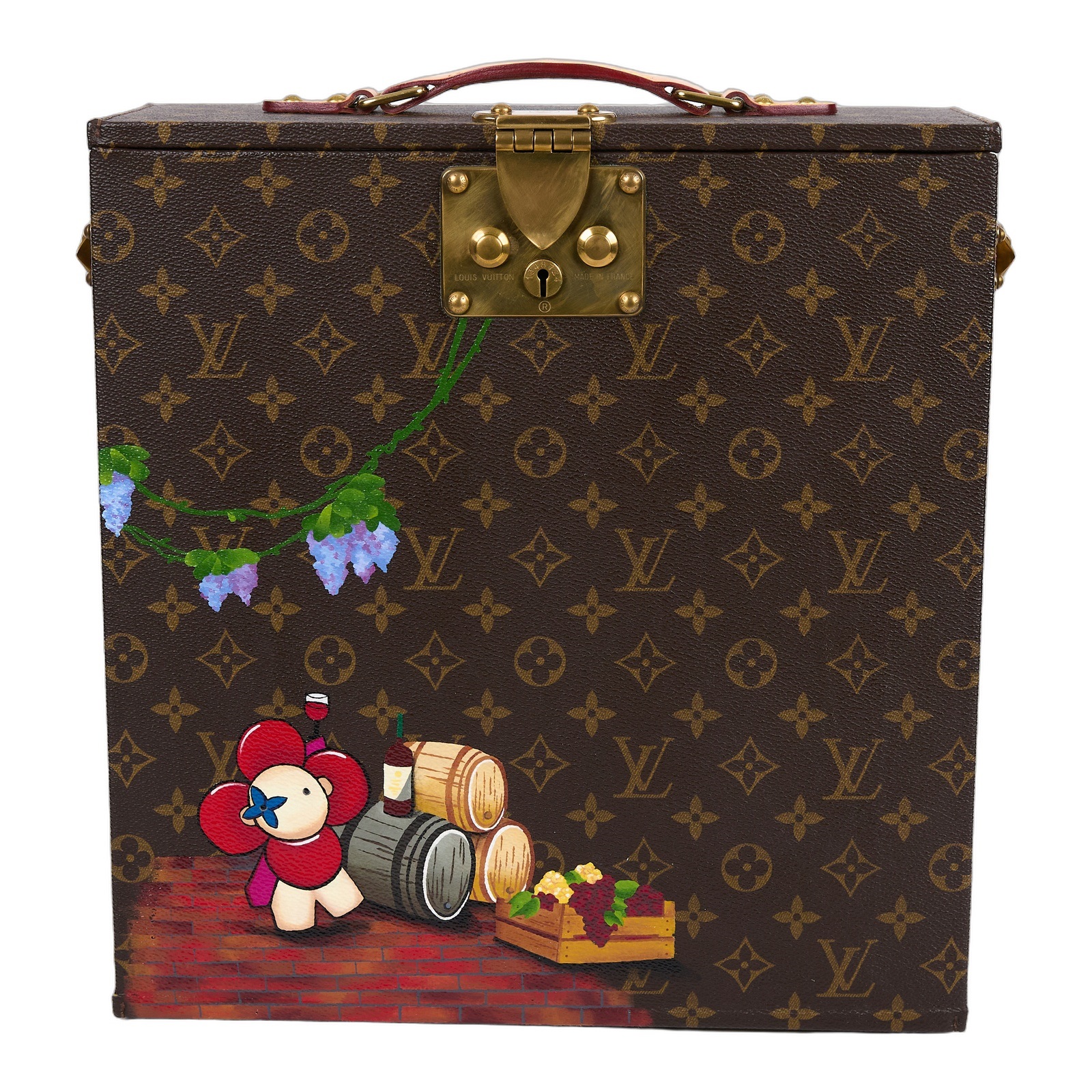 路易威登 LOUIS VUITTON 老花 葡萄酒 紅酒 硬箱 M21830 原花vivienne印花紅酒禮盒硬箱(附兩個紅酒杯) 防塵袋/鑰匙2/紅酒杯2