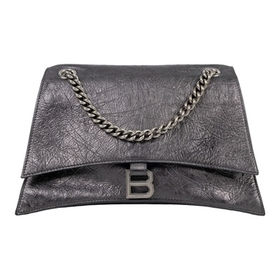 巴黎世家 BALENCIAGA Crush M 肩背包 手提包 斜背包 7163932AATG 灰CRUSH MEDIUM鏈帶包 無附屬品