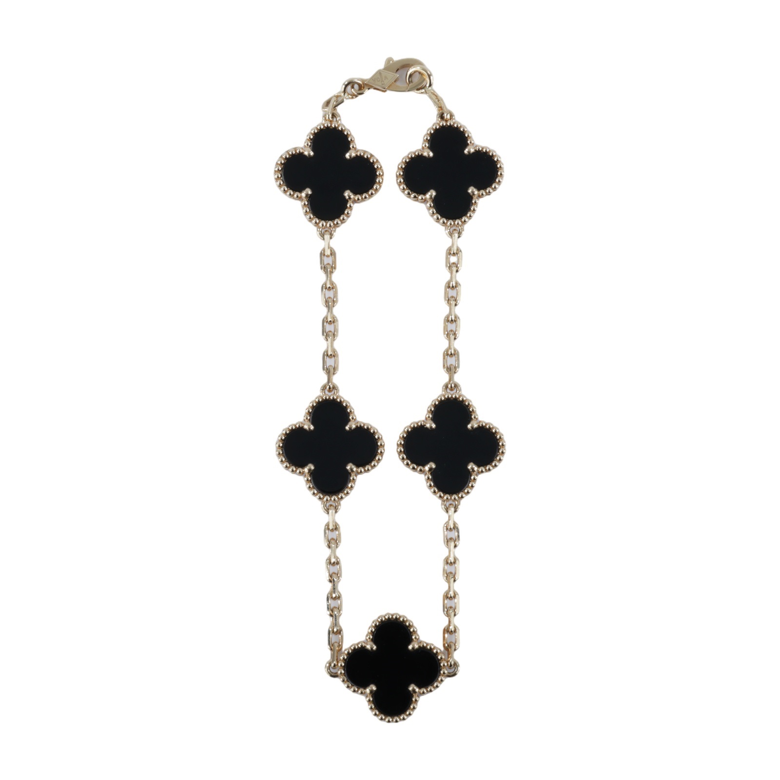 梵克雅寶 Van Cleef & Arpels Vintage Alhambra手鍊 5枚四葉幸運圖騰 VCARA41300  原廠盒子/防塵袋/保證卡/購買證明/發票/清潔組