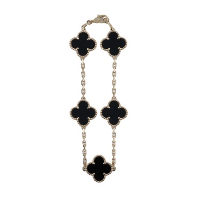 梵克雅寶 Van Cleef & Arpels Vintage Alhambra手鍊 5枚四葉幸運圖騰 VCARA41300  原廠盒子/防塵袋/保證卡/購買證明/發票/清潔組