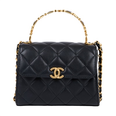 香奈兒 CHANEL Handle 手提 口蓋包 AP2945 晶片款 黑金琺瑯22B HANDLE肩背包 無附屬品