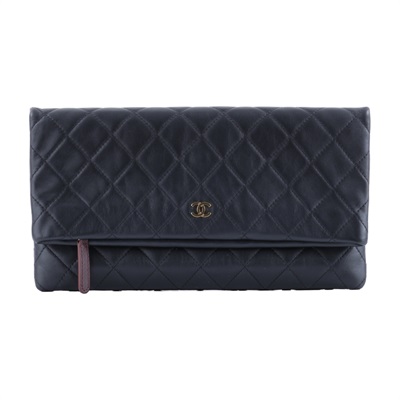香奈兒 CHANEL CC LOGO 手拿包  21開黑金羊手拿包 防塵袋/保證卡