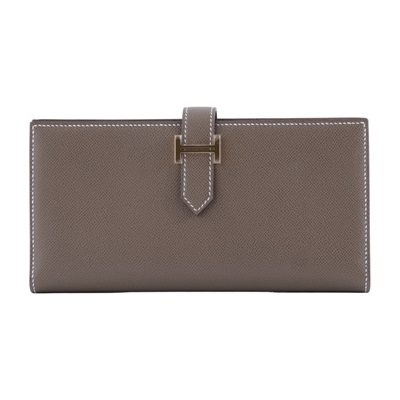 愛馬仕 Hermes Bearn Soufflet 長夾 BEARNL W SN 011 BX W刻 大象灰BEARN長夾 原廠盒子
