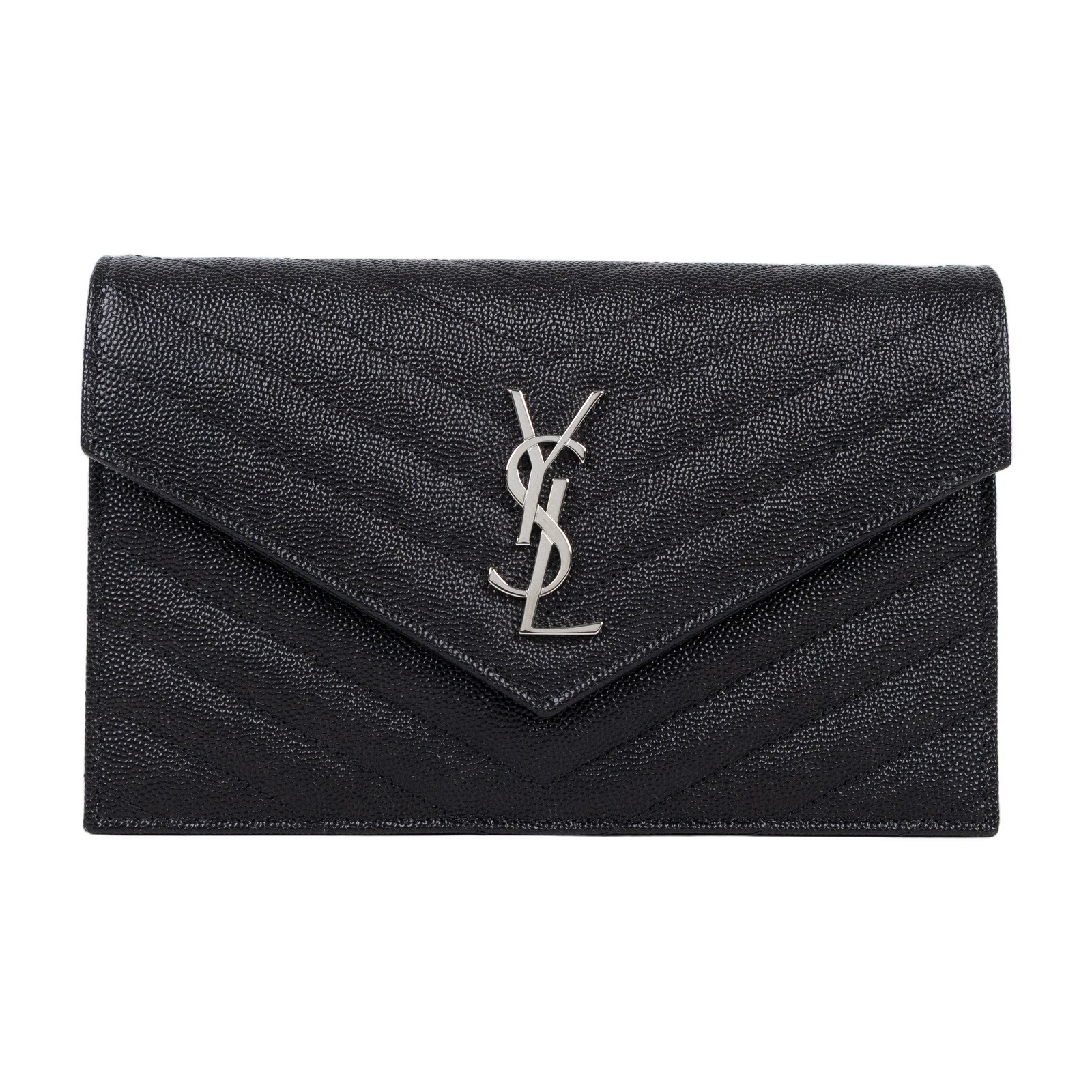聖羅蘭 YSL SAINT LAURENT Cassandre 信封袋式 鏈條 錢包 銀色五金 742920BOW02  原廠盒子/防塵袋/背帶/收據