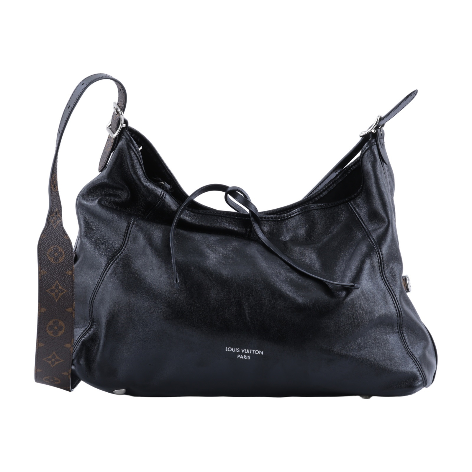 路易威登 LOUIS VUITTON CarryAll Vibe MM 手提 肩背包 黑色 M25143 晶片款  背帶/內袋/吊牌