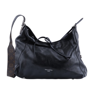 路易威登 LOUIS VUITTON CarryAll Vibe MM 手提 肩背包 黑色 M25143 晶片款  背帶/內袋/吊牌