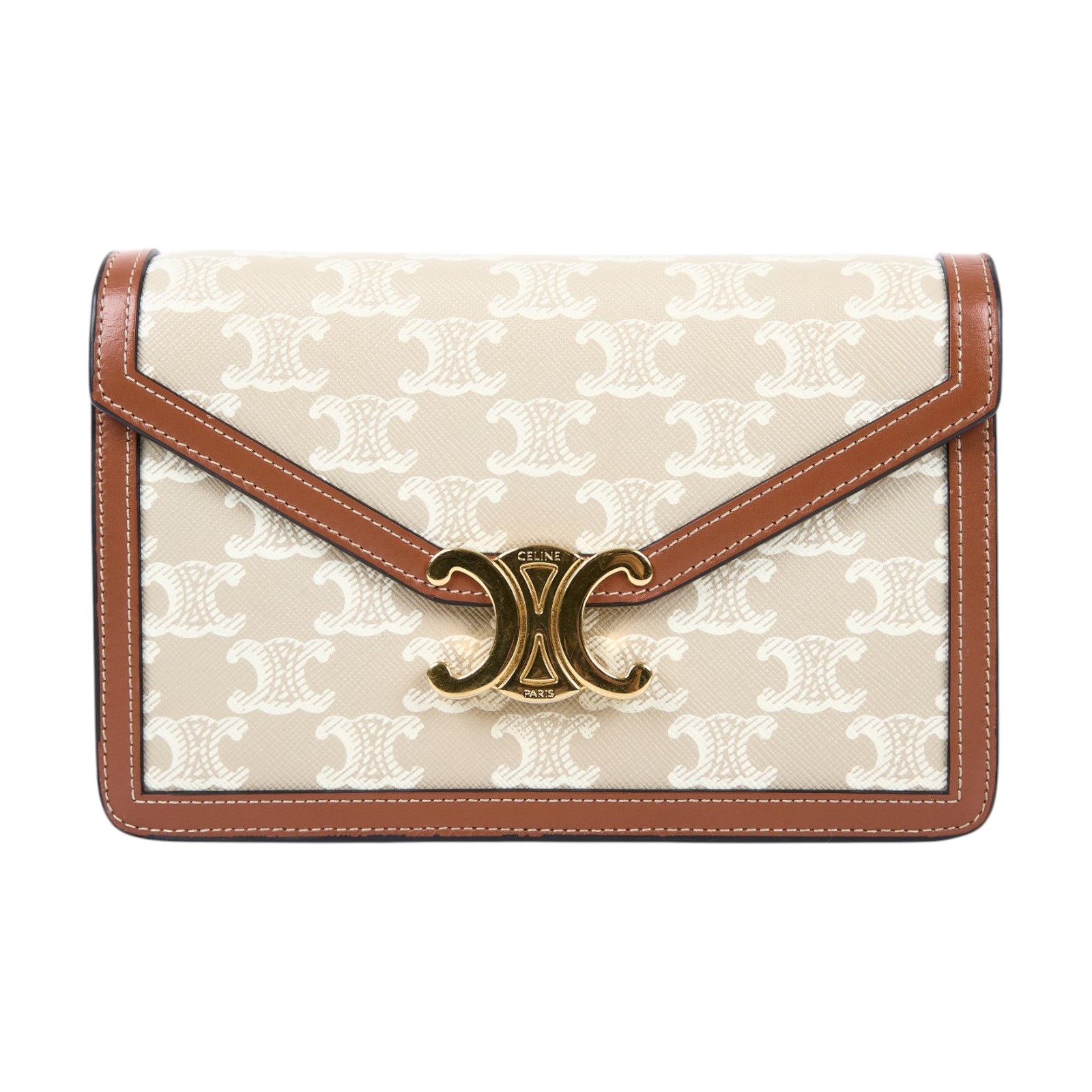 思琳 CELINE Margo WOC 飾鍊錢包 10L462FI6 棕卡其MARGO WOC 原廠盒子/防塵袋/背帶/購買證明