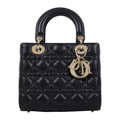 迪奧 CHRISTIAN DIOR Lady Dior My ABCDior 小型 肩背 手提包 羊皮  黑金LADY DIOR 5X4 背帶/防塵袋