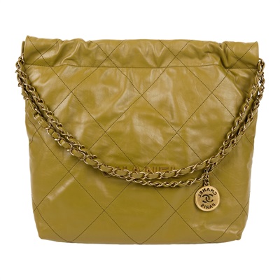 香奈兒 CHANEL 22 小型 流浪包 肩背包 AS3260 晶片款 草綠金22BAG 小號 原廠盒子/防塵袋/內袋