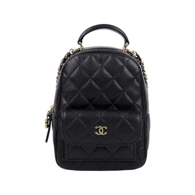 香奈兒 CHANEL 經典 迷你 後背包 AP3753 晶片款 黑淡金荔枝迷你後背包 原廠盒子/防塵袋